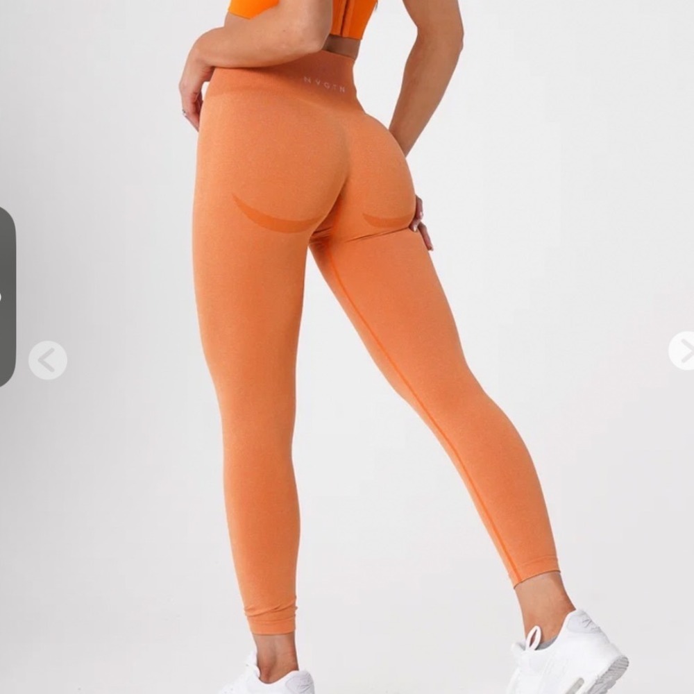 NVGTN Womens Curve Seamless High Waisted Leggings Sunset Orange S Activewear